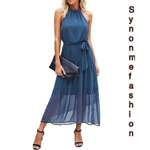 Casual Halter Neck Sleeveless Floral LongMaxiDress